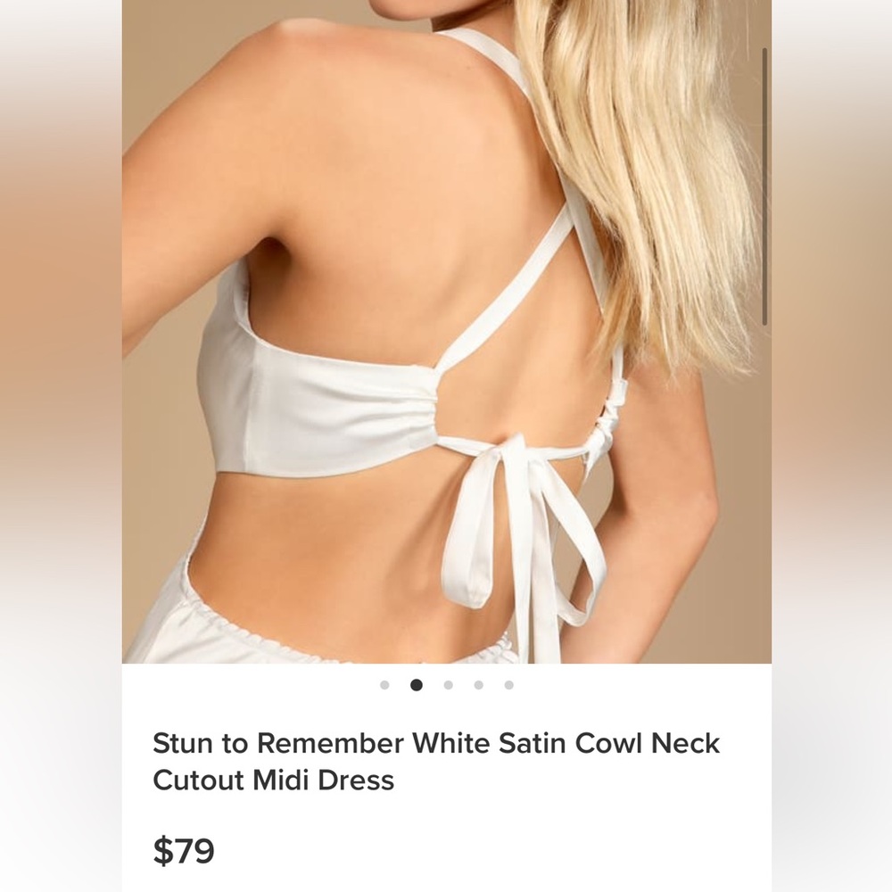 Lulus - White Satin Cowl Neck Cutout Midi Dress - XS - Picture 3 of 8